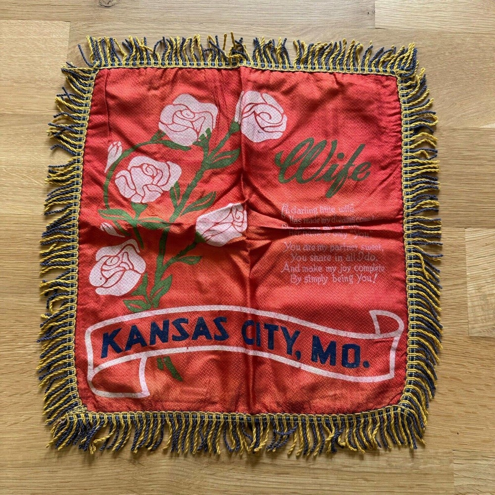 Vintage US Military WW2 Pillow Sham Wife Rose Love Poem Kansas City MO Gift